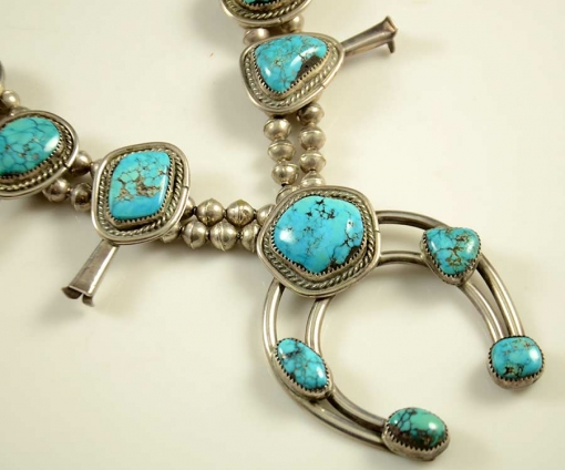 Morenci Turquoise Squash Blossom Necklace