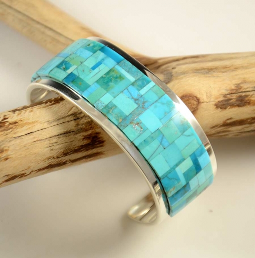 Tommy Jackson Inlay Silver Turquoise Bracelet