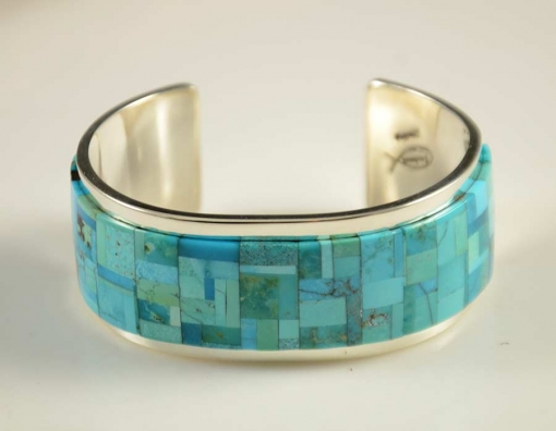 Tommy Jackson Inlay Silver Turquoise Bracelet