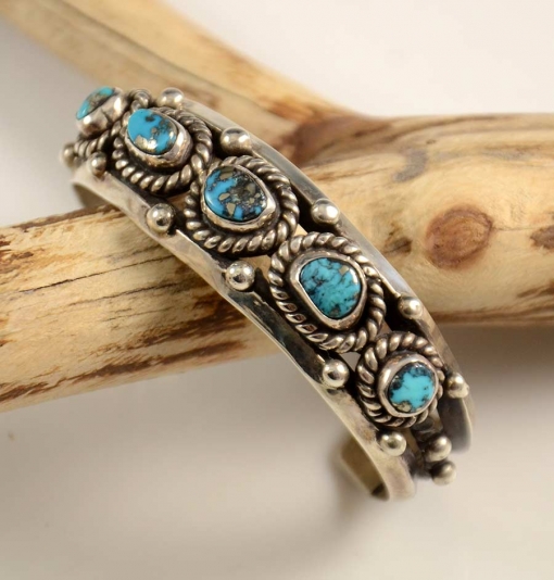 Wes Willie Turquoise Silver Navajo Bracelet