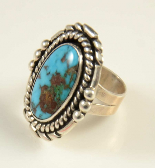 Wes Willie Silver Navajo Turquoise Ring