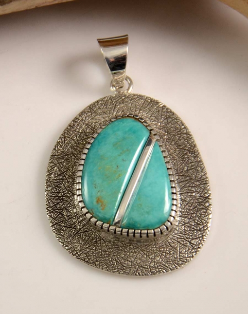 Craig Agoodie Navajo Silver Turquoise Pendant