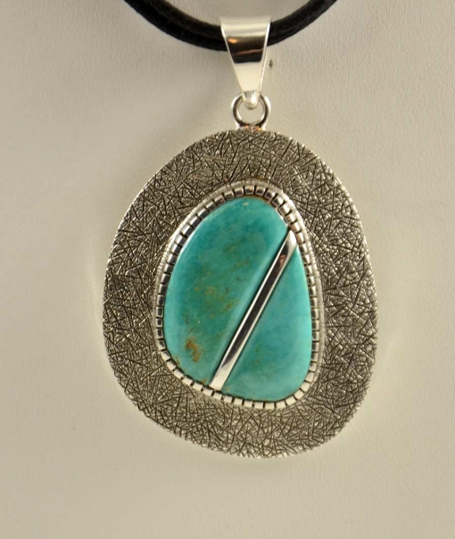 Craig Agoodie Navajo Silver Turquoise Pendant