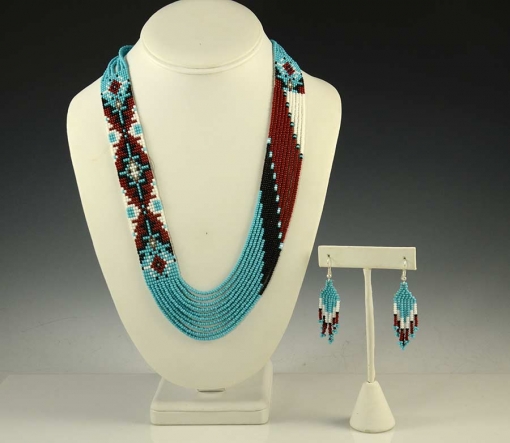 Beaded Navajo Necklace Earrings Rena Charles
