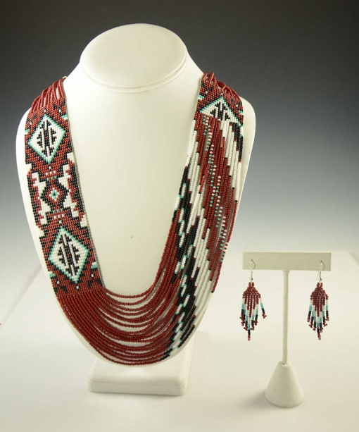 Navajo Beaded Necklace and Earrings