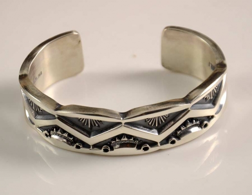 Jerrold Tahe Heavy Navajo Silver Bracelet
