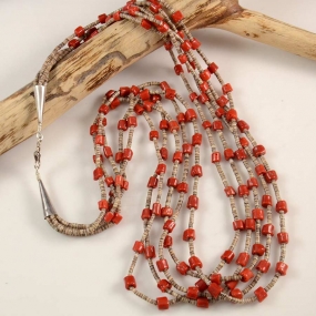 Coral Shell Heishi Necklace