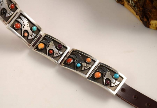 Aaron John Leather Silver Navajo Bracelet