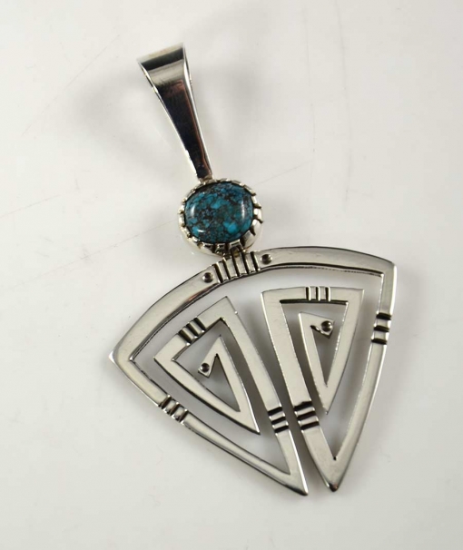 Kee Yazzie Silver Navajo Pendant Candelaria Turquoise