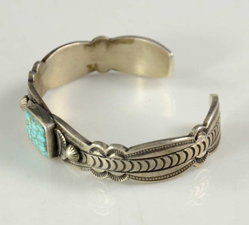 Don Platero Navajo Silver Bracelet Kingman Turquoise