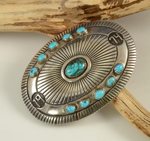 Navajo Silver Turquoise Buckle Johnny Mike Begay