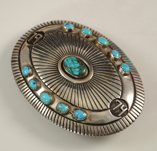 Navajo Silver Turquoise Buckle Johnny Mike Begay