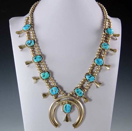 Silver Turquoise Squash Blossom Necklace | Hoel's Sedona