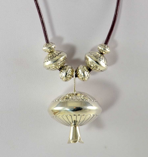 Marie Yazzie Silver Squash Blossom Necklace