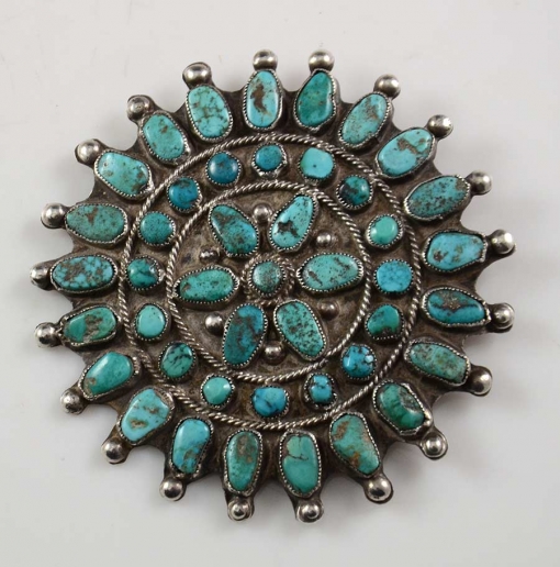 Vintage Turquoise Cluster Pin