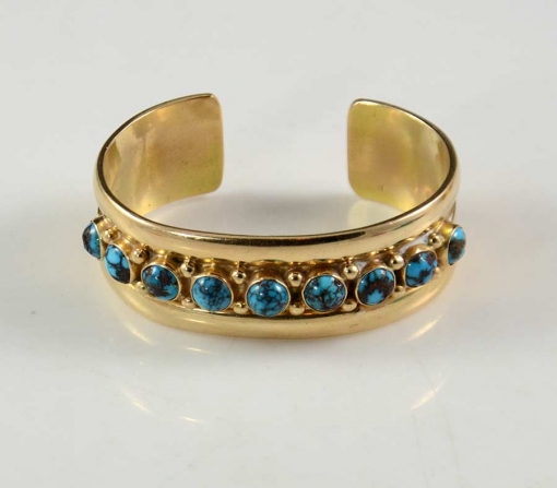 Julian Lovato 14kt Gold Persian Turquoise Bracelet
