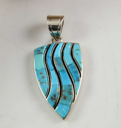 Inlaid Turquoise Pendant Navajo