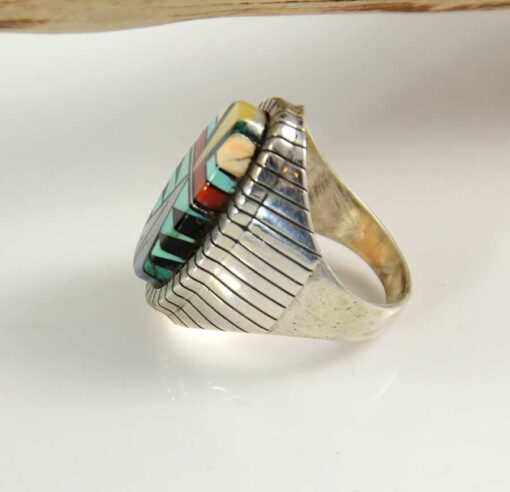Ray Jack Silver Multi Stone Inlaid Ring | Sedona Indian Jewelry