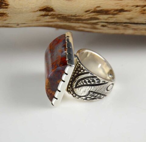 Jared Chavez Silver Agate Ring | Native American Handmade
