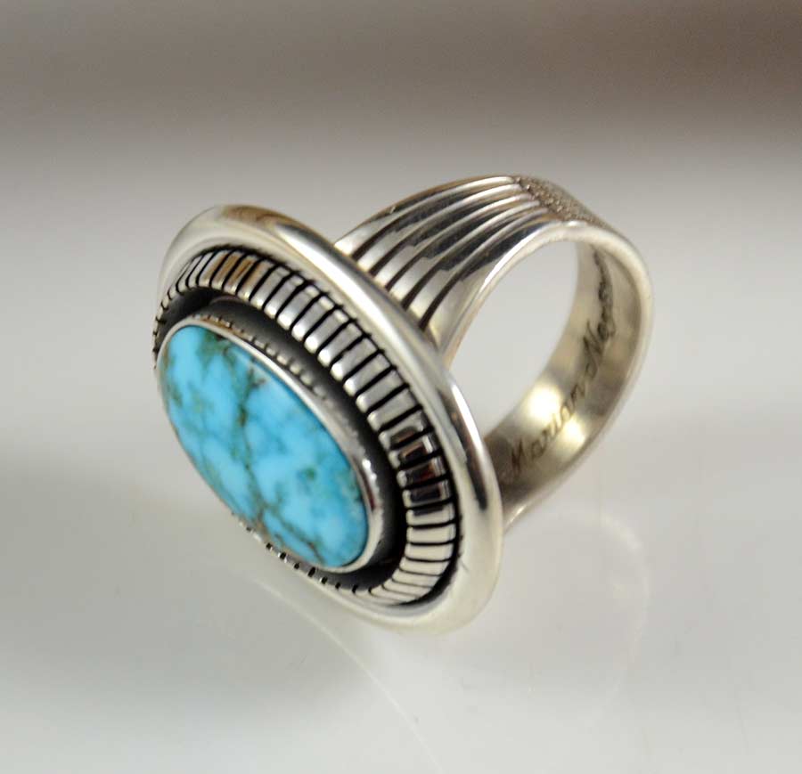 Silver Kingman Turquoise Navajo Ring | Hoel's Sedona