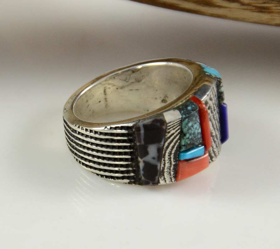 Alvin Yellowhorse Inlaid Silver Ring | Sedona Indian Jewelry