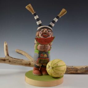 Navajo-Hopi Indian HAND~CARVED OLD Style Large 17" Rattle Racer Kachina Doll 